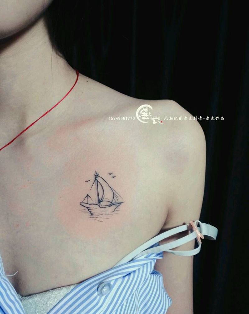 小清新纹身图片_胸部清新纹身图案