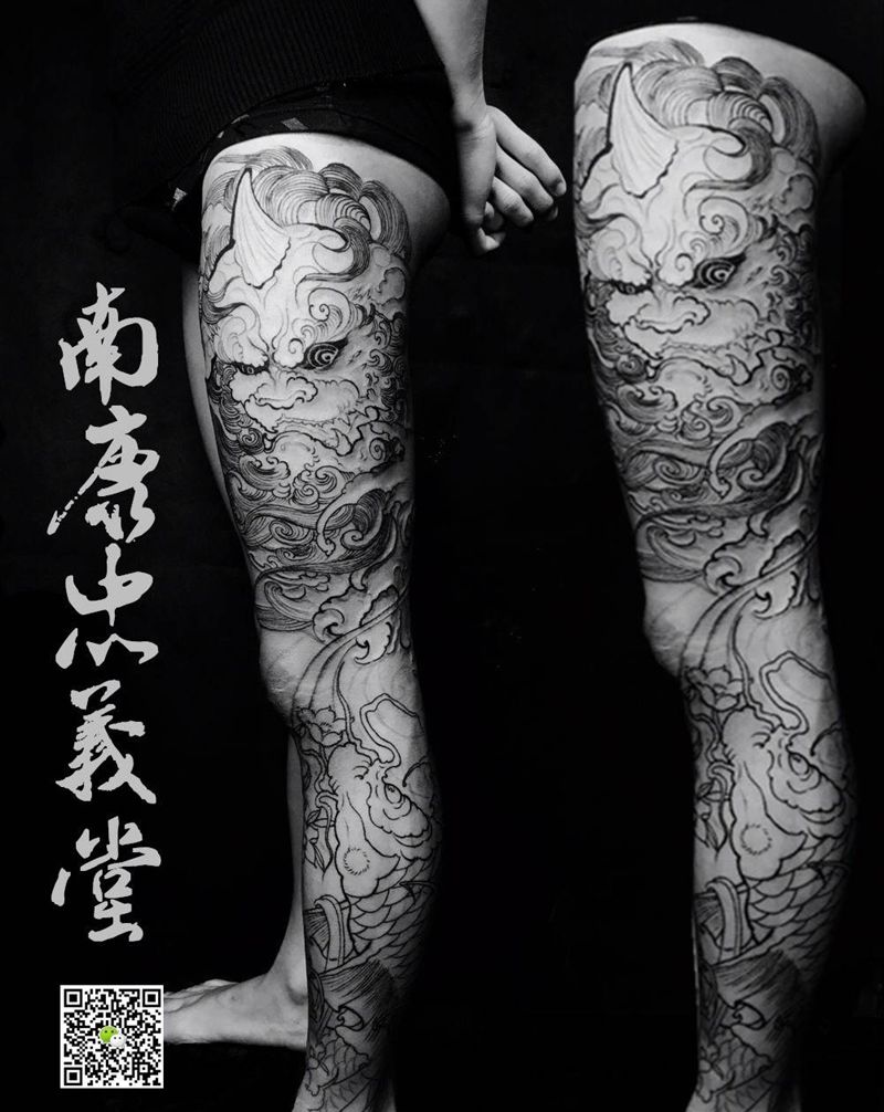 花腿 待续……纹身图片_腿部新传统纹身图案