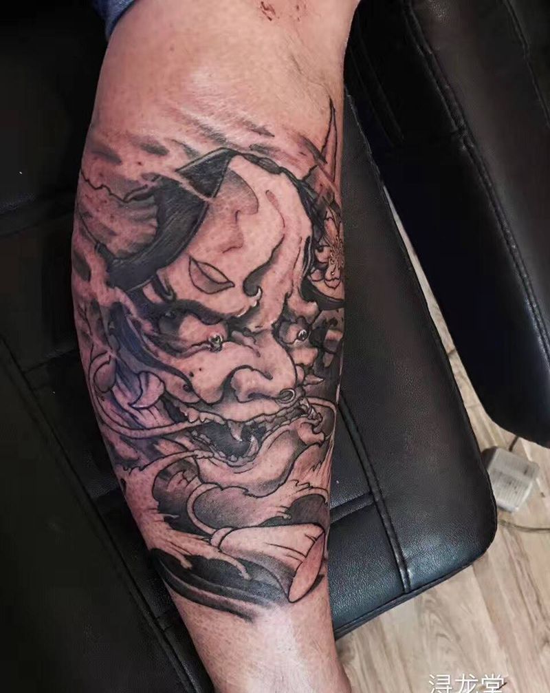 般若纹身图片_成品腿部脚部手臂传统鬼神纹身图案
