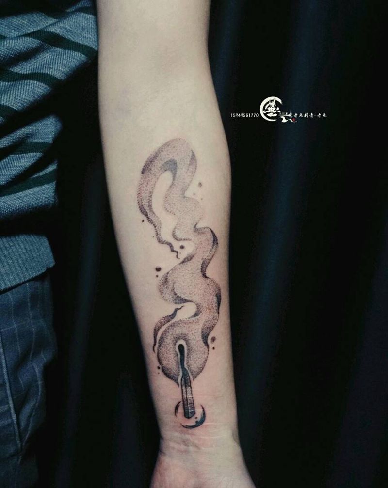 火柴纹身图片_手臂欧美清新成品纹身图案