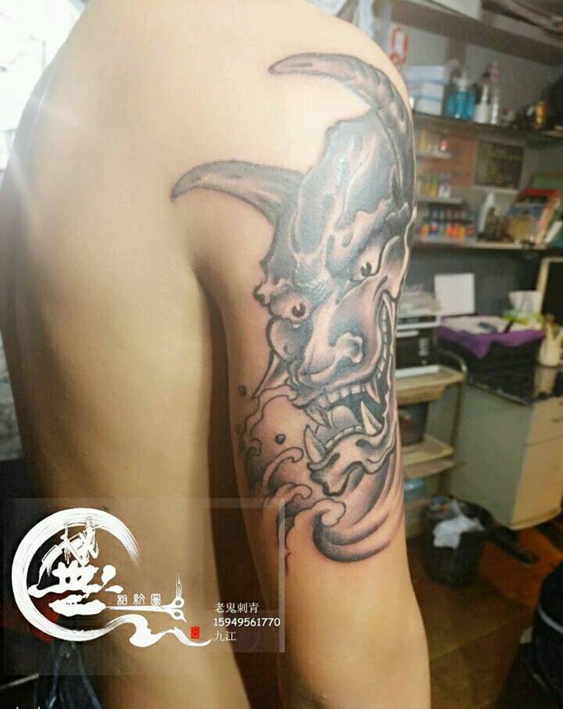 般若纹身图片_手臂传统原创成品纹身图案