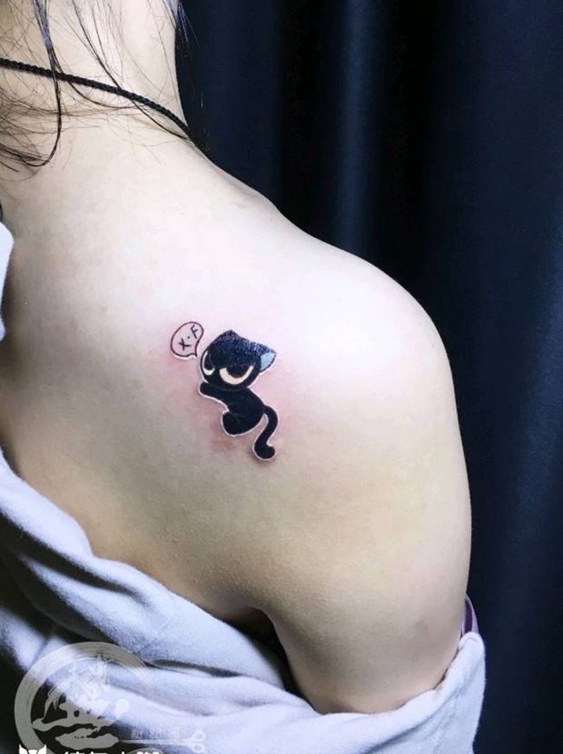 罗小黑纹身图片_肩部纹身图案