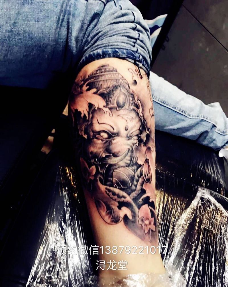 象神纹身图片_动物鬼神宗教腿部手臂背部传统纹身图案