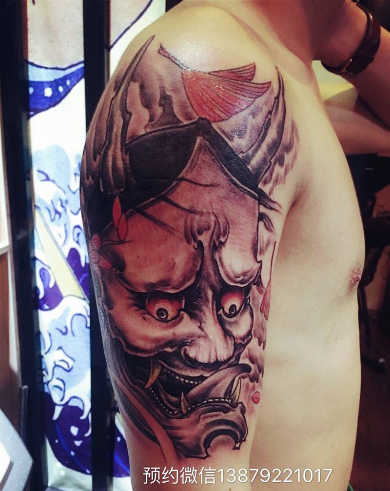 般若纹身图片_原创鬼神传统习俗彩色成品手臂腿部背部纹身图案