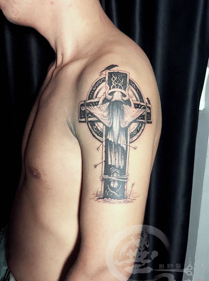 耶稣纹身图片_手臂纹身图案