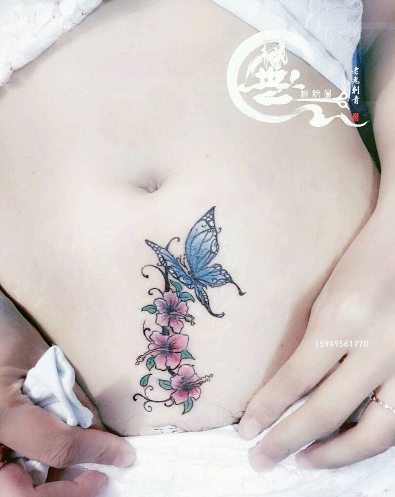 疤痕遮盖纹身图片_腹部遮盖成品纹身图案