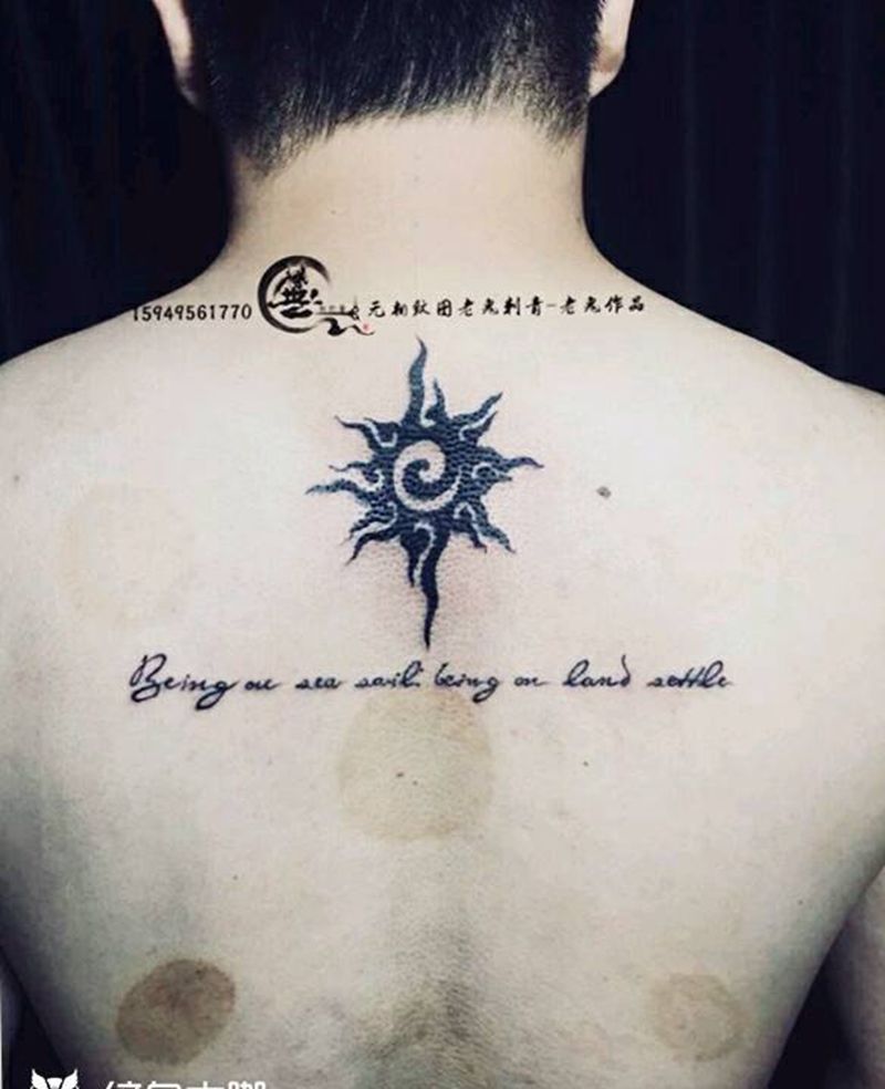 图腾纹身图片_背部图腾英文纹身图案