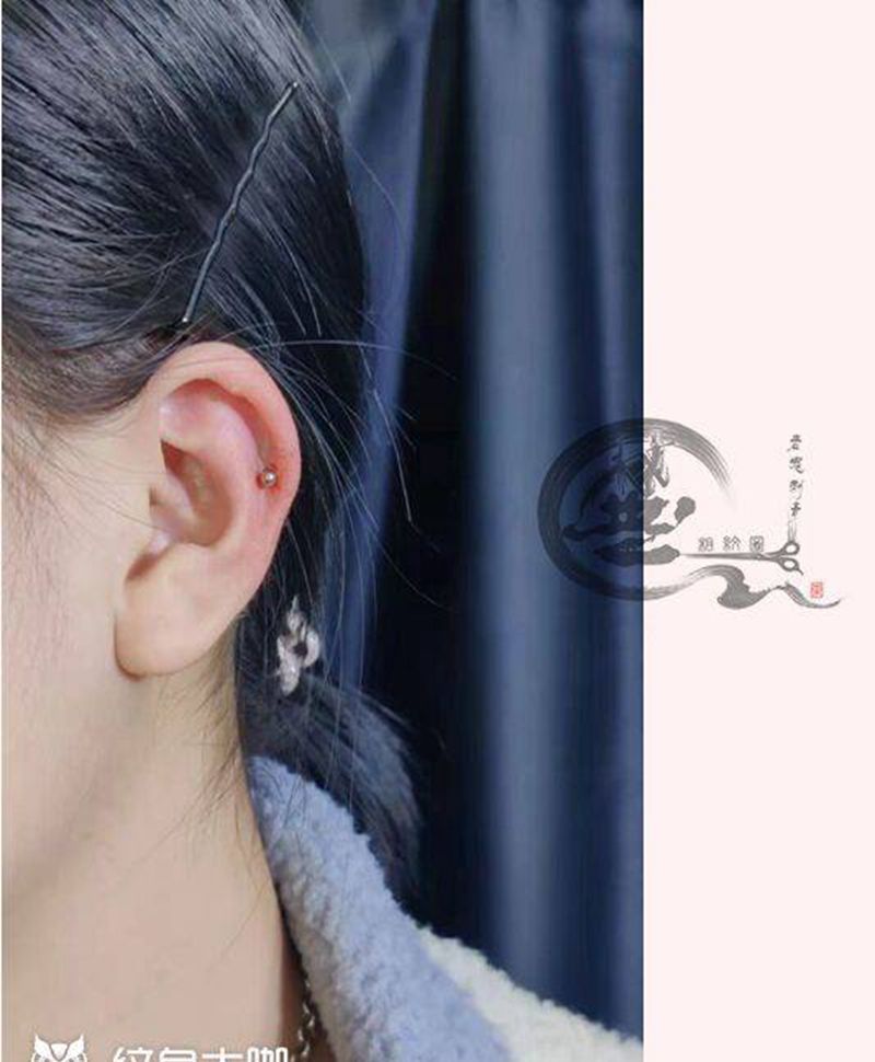 耳钉纹身图片_耳钉耳骨钉纹身图案