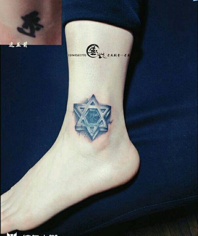 遮盖纹身图片_脚部欧美成品纹身图案
