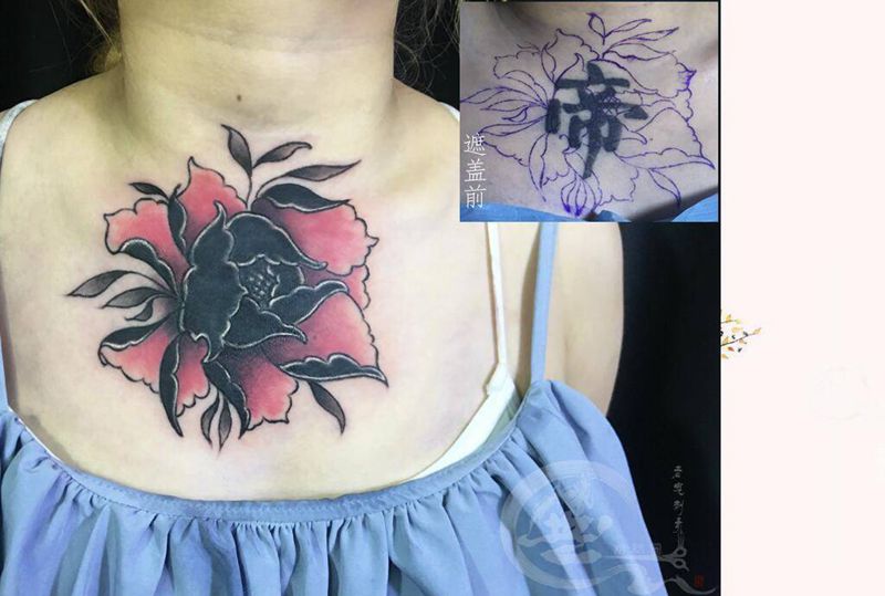 硬盖纹身图片_胸部Old School纹身图案