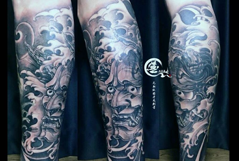 般若纹身图片_脚部新传统纹身图案