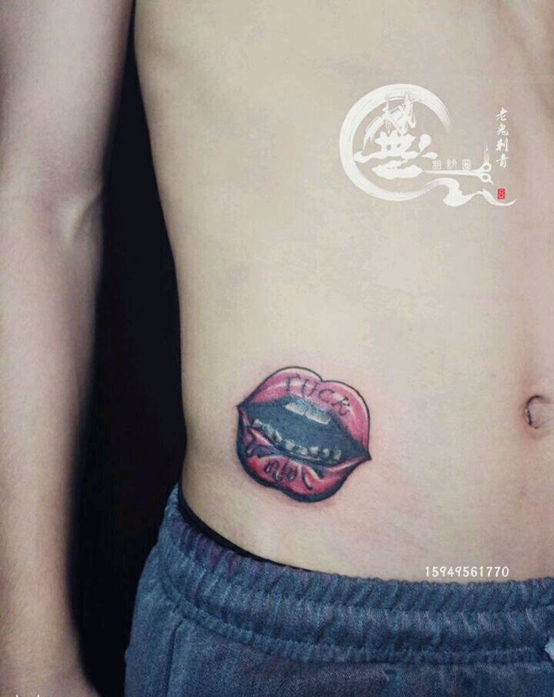 欧美纹身图片_腰部欧美成品纹身图案