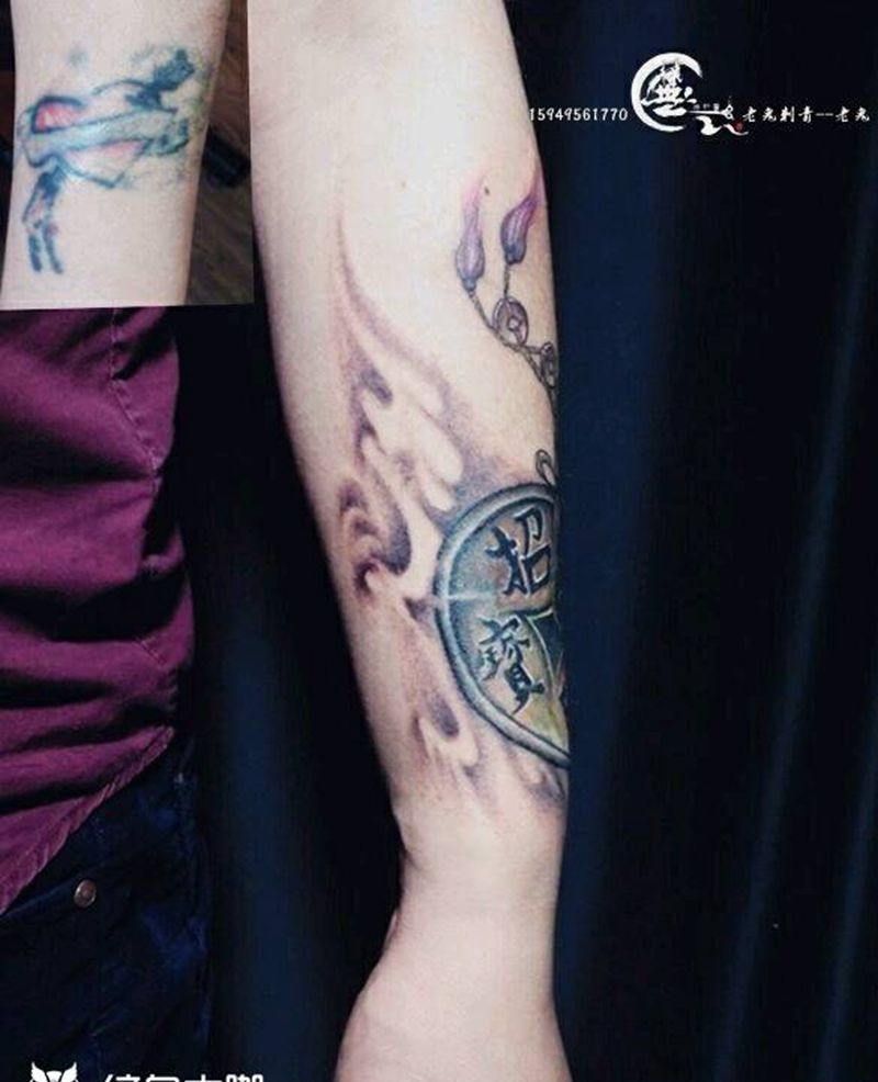 遮盖,遮盖纹身图片_手臂传统成品纹身图案
