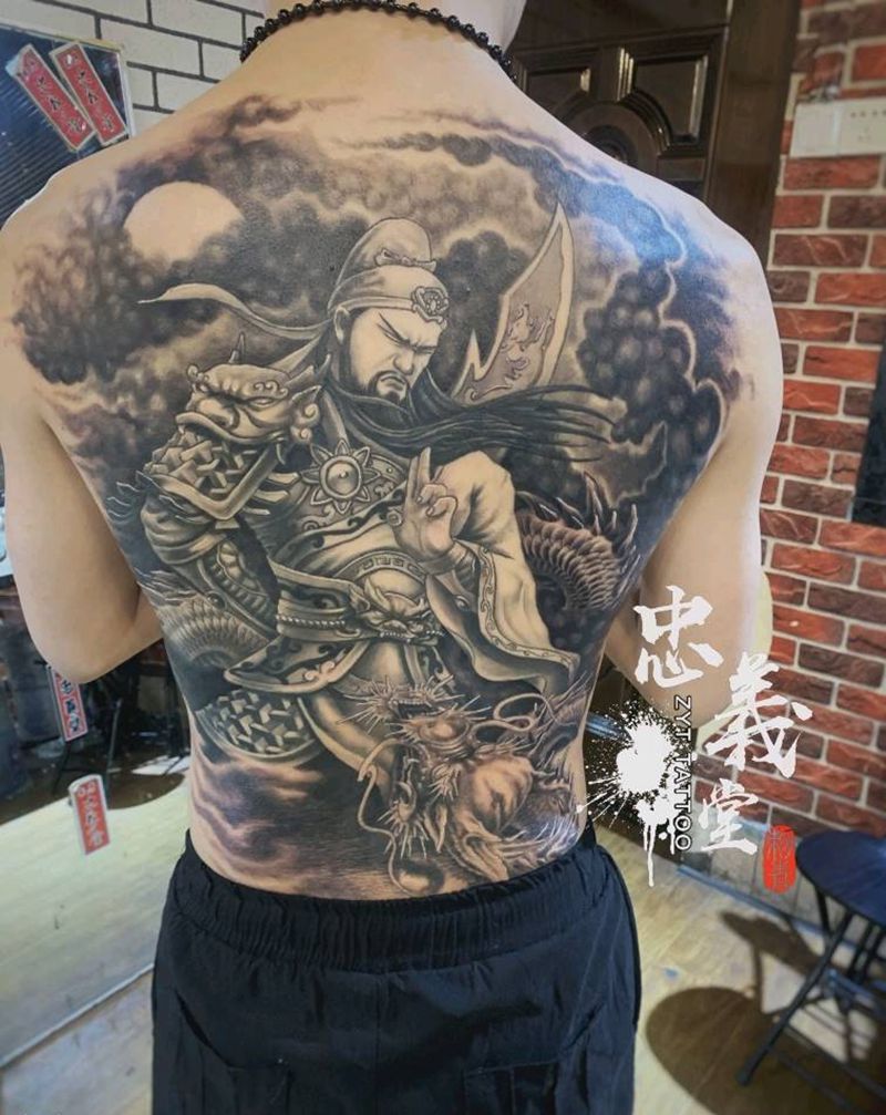 关公 关羽 关二爷 忠义堂出品纹身图片_背部新传统纹身图案