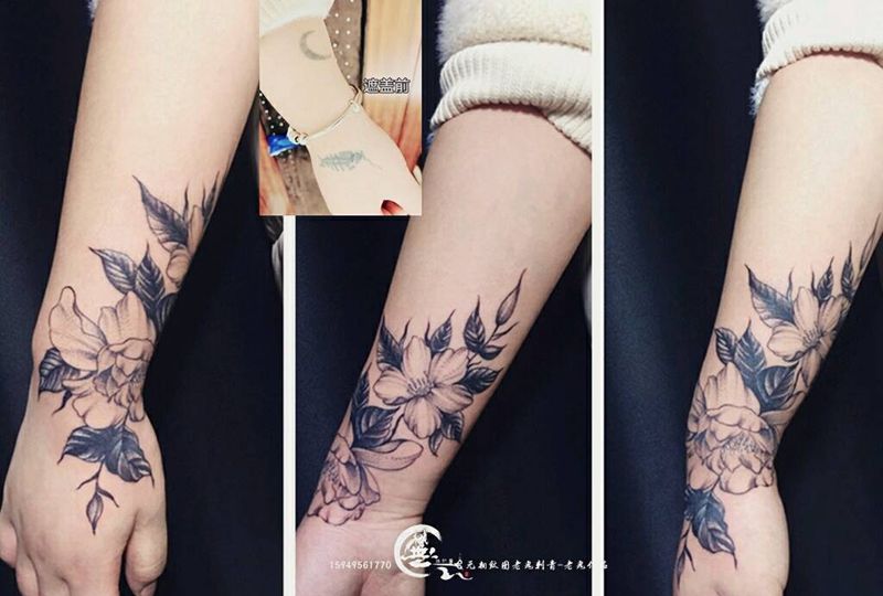 遮盖纹身图片_手部遮盖,素花纹身图案