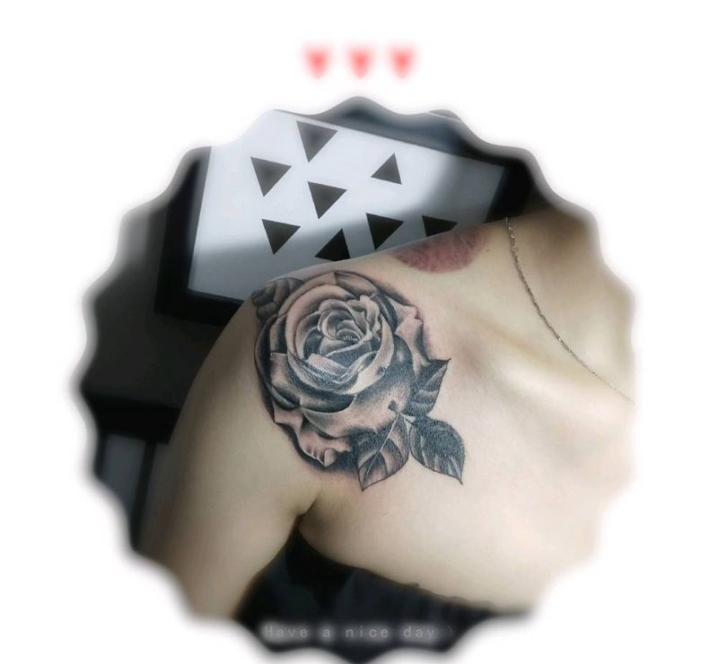 玫瑰 遮盖作品纹身图片