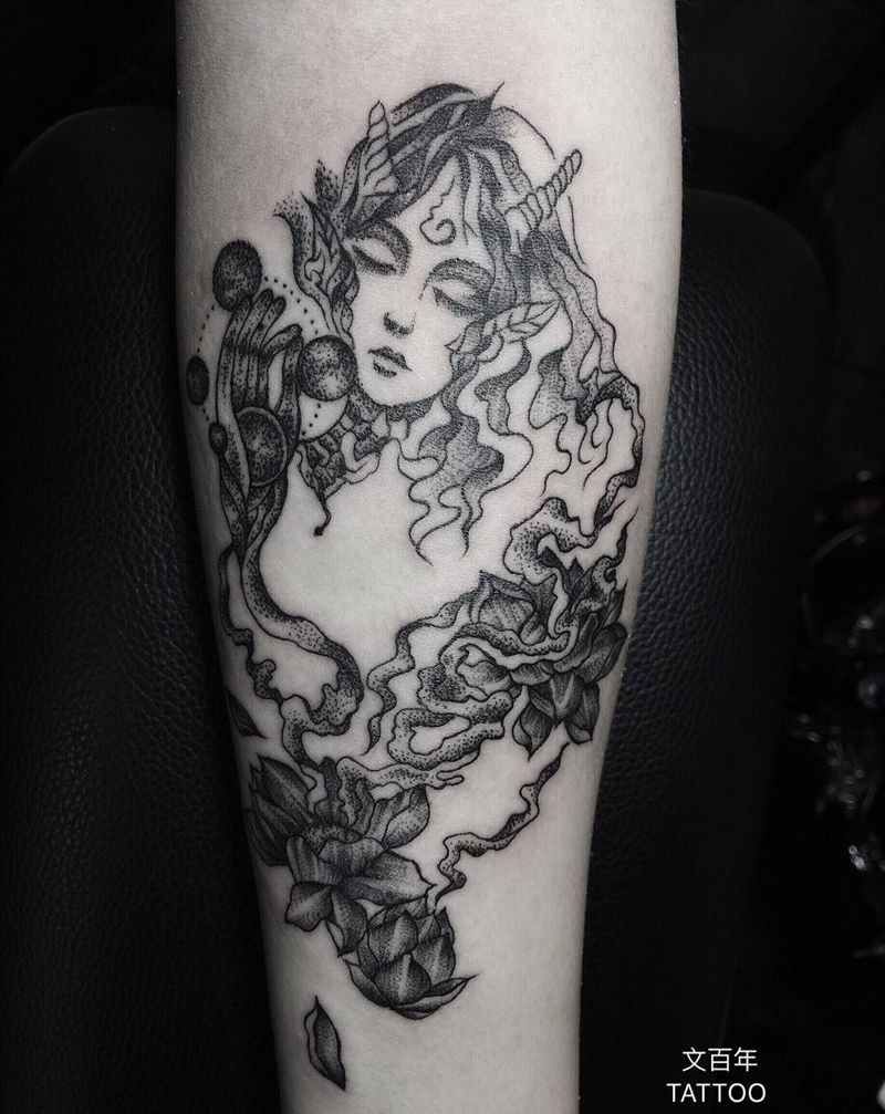 插画风格点刺作品纹身图片