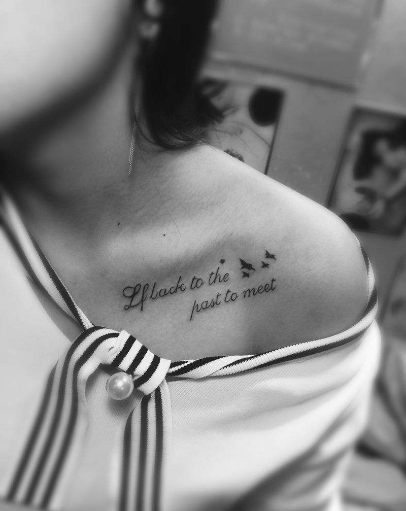 锁骨英文纹身图片