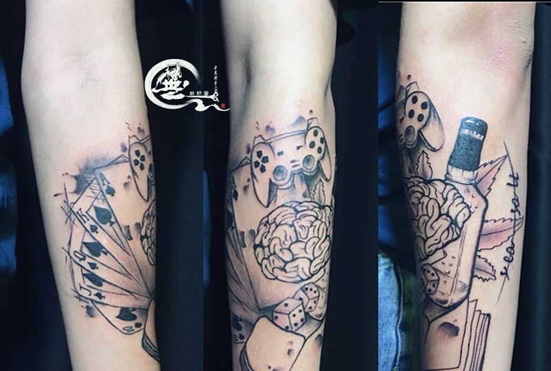 欧美纹身图片_手臂Old School欧美纹身图案