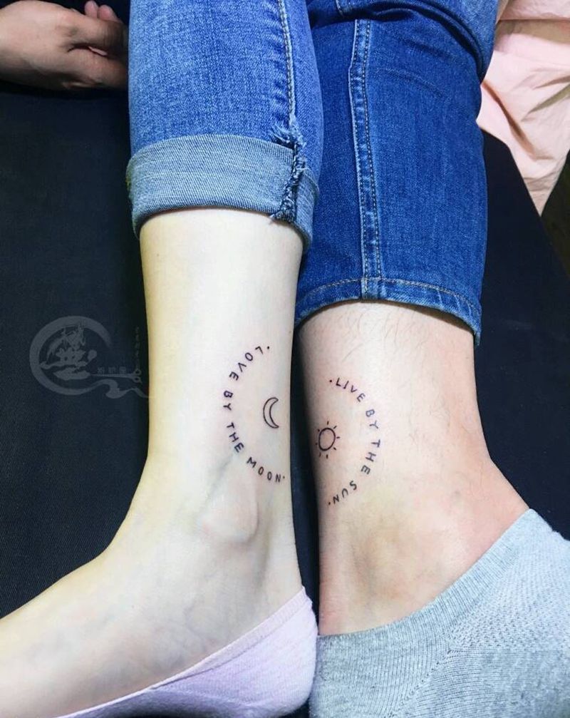 情侣纹身纹身图片_腿部英文纹身图案