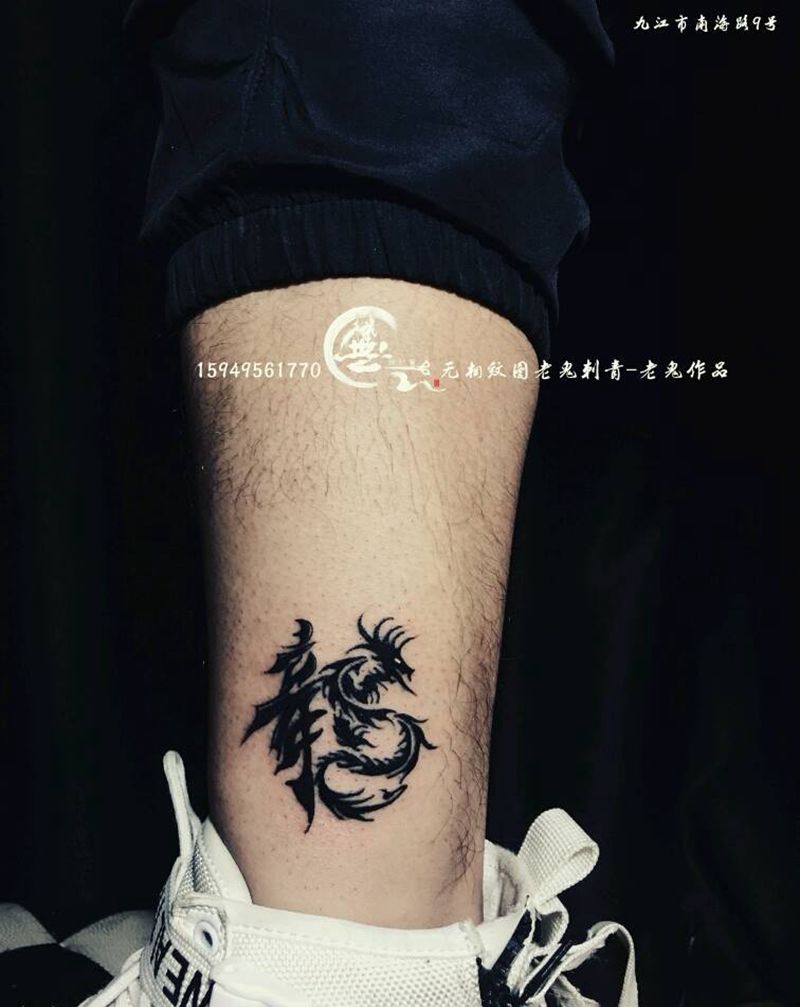 图腾纹身图片_腿部图腾纹身图案