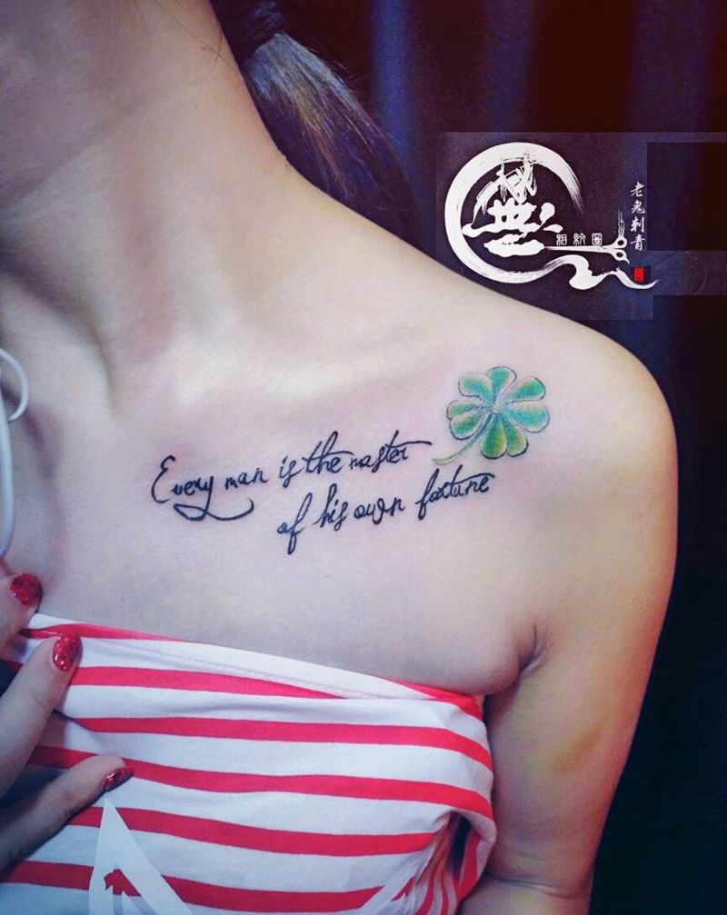 锁骨纹身纹身图片_肩部字符纹身图案