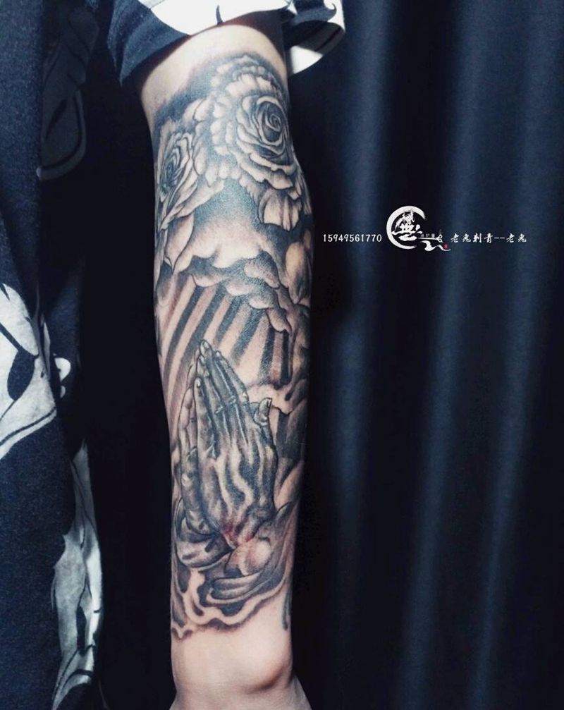 小臂添加纹身图片_手臂欧美成品纹身图案