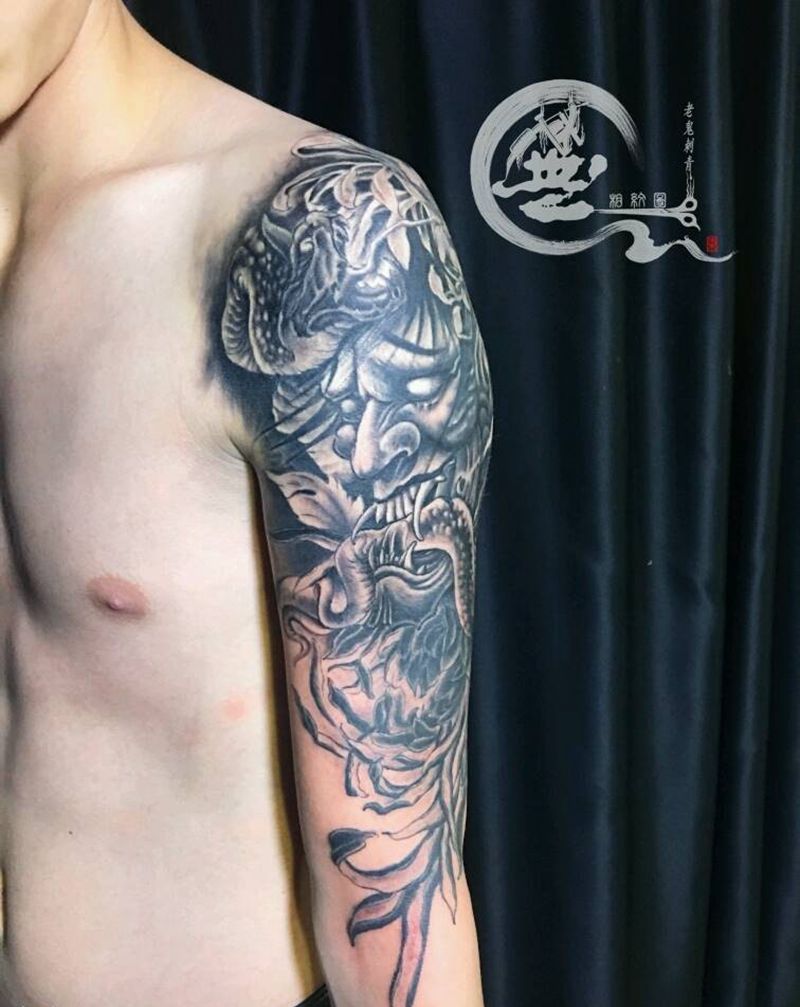 般若纹身图片_手臂新传统纹身图案