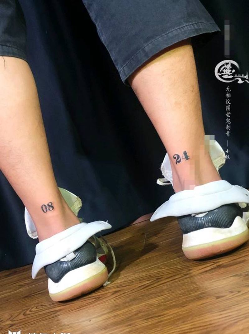 数字纹身图片_腿部数字纹身图案
