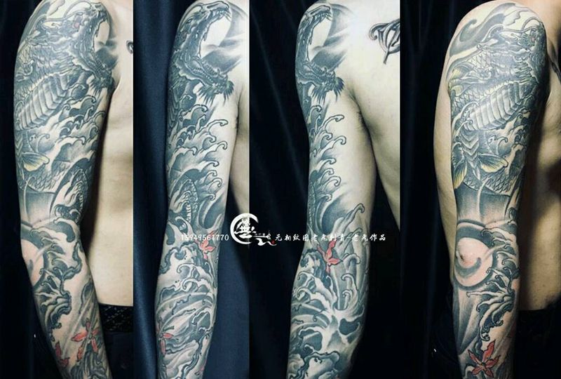 传统花臂纹身图片_手臂老传统纹身图案