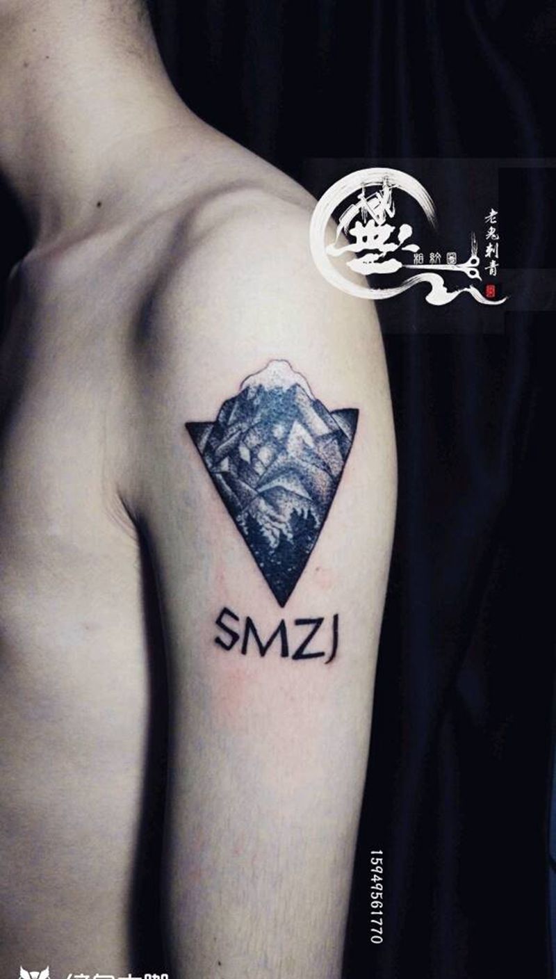 几何图形纹身图片_手臂欧美几何成品纹身图案