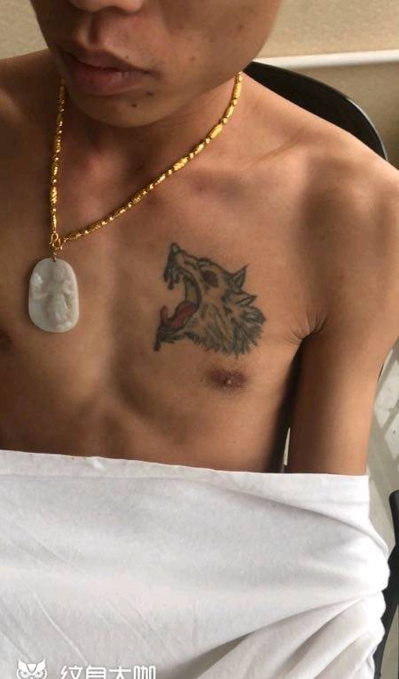 招财盖狼头纹身图片