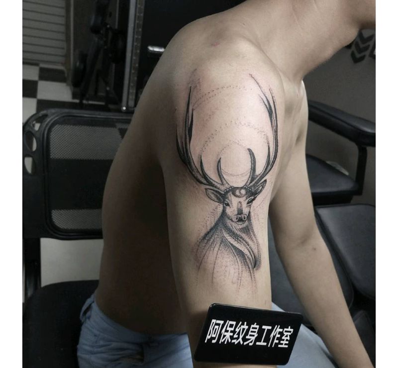 扫雾 鹿纹身图片