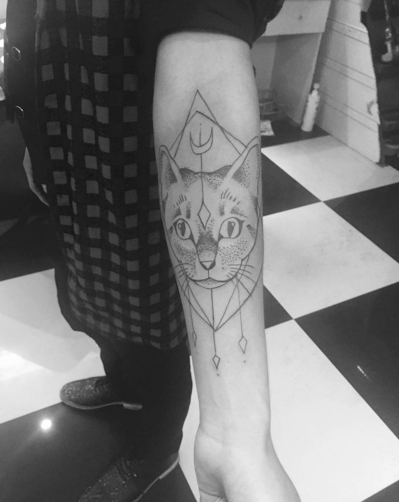 点刺猫纹身图片