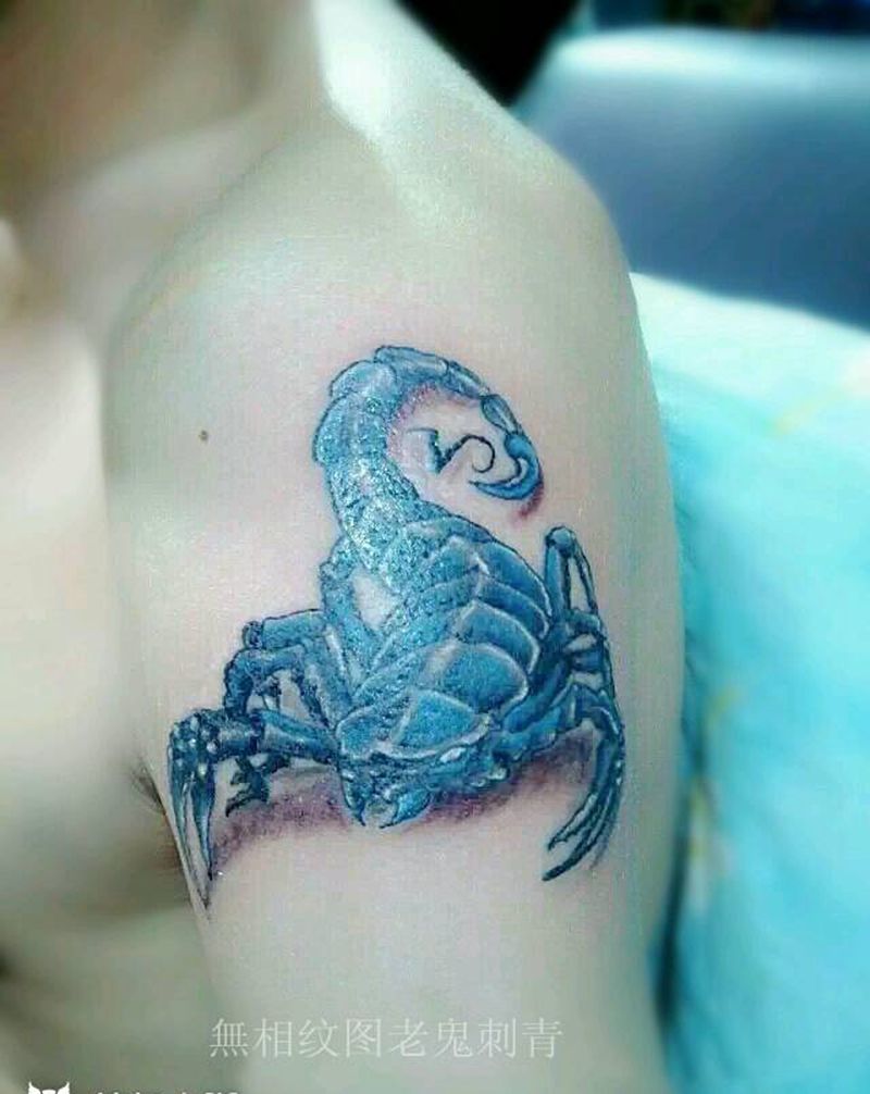 立体蝎子纹身图片_手臂成品纹身图案