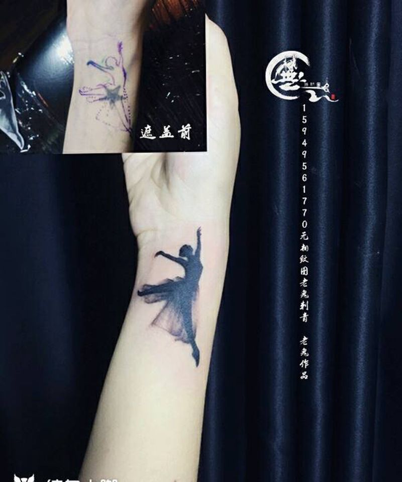 遮盖作品纹身图片_手部水墨纹身图案
