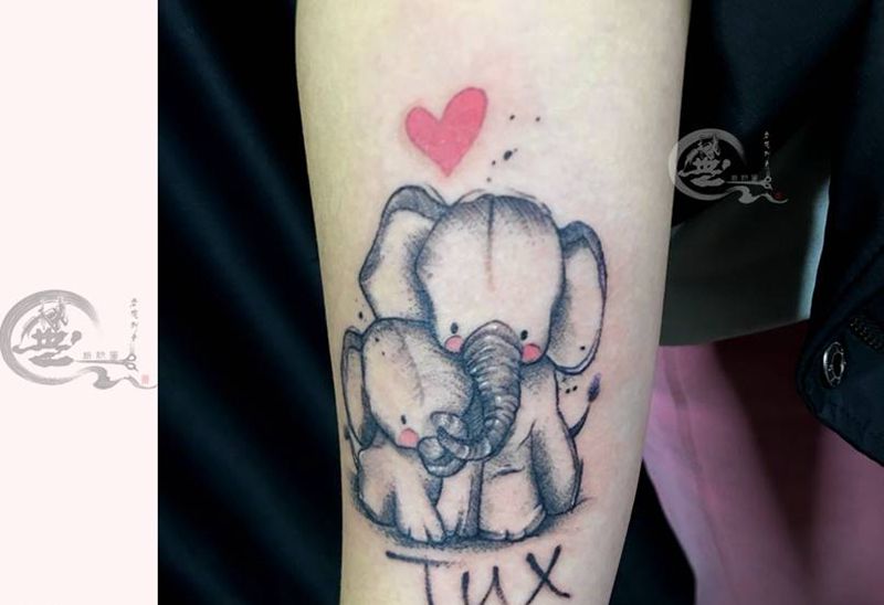 小象纹身图片_手臂纹身图案