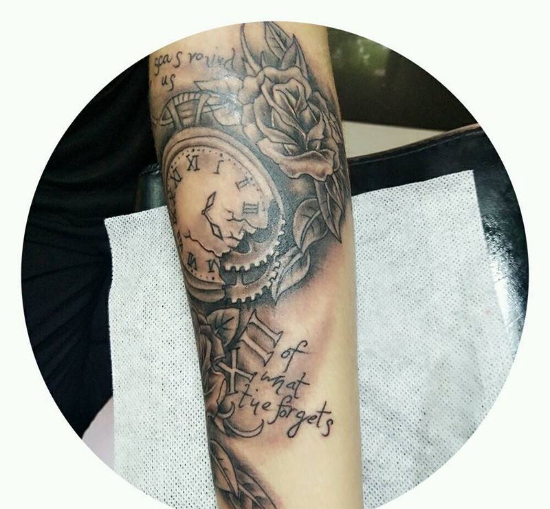 欧美怀表纹身图片