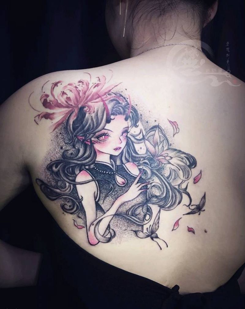 唯美纹身图片_背部唯美纹身图案