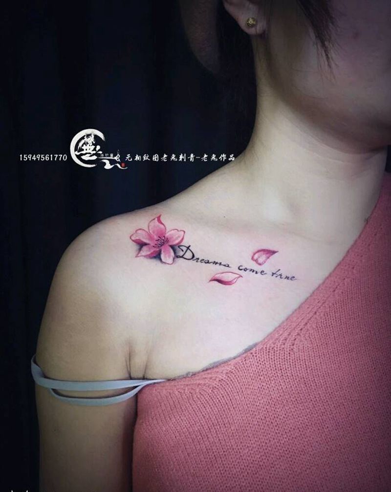 锁骨小清新纹身图片_肩部锁骨小清新纹身图案