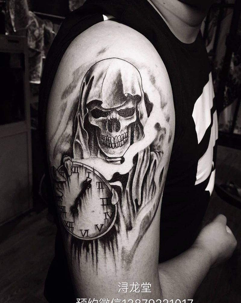 死神纹身图片_手臂成品鬼神纹身图案