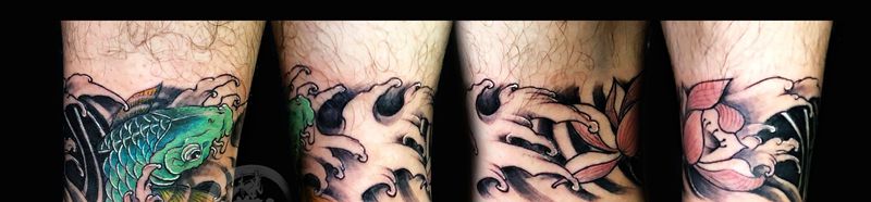 腿环遮盖纹身图片_脚部纹身图案