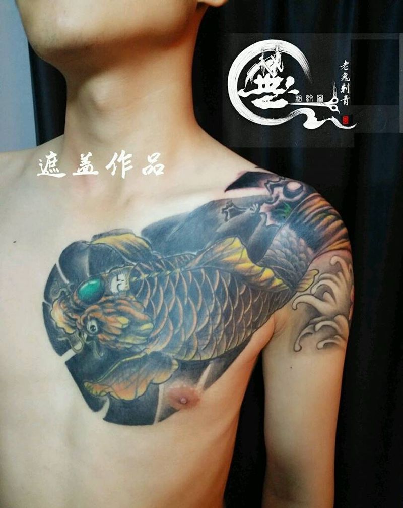 遮盖作品纹身图片_传统遮盖成品纹身图案