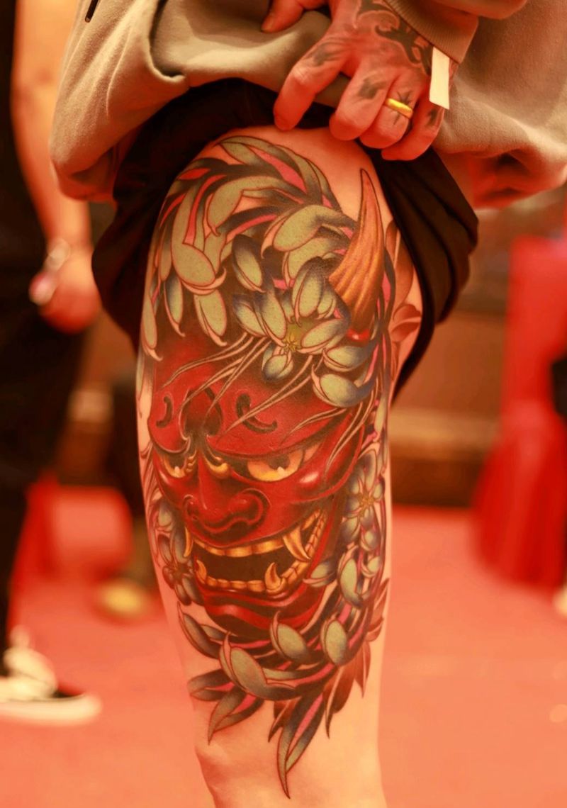 重彩【般若】纹身图片_腿部纹身图案