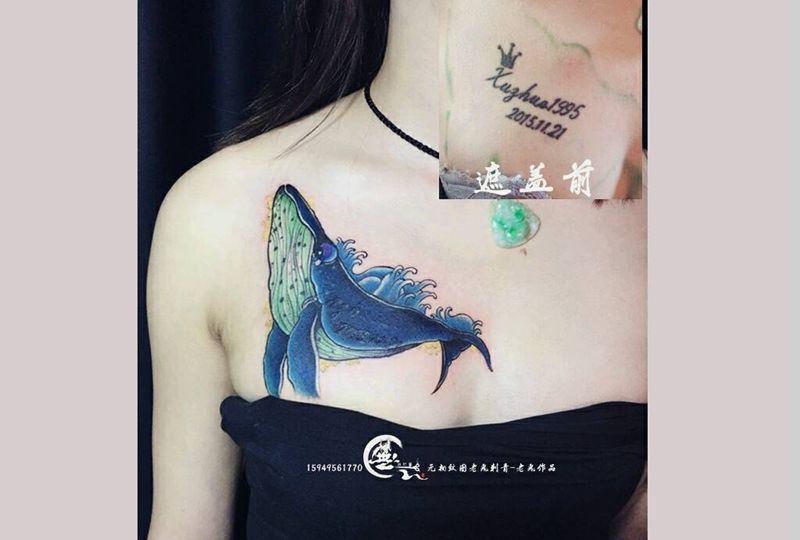 遮盖纹身图片_胸部遮盖纹身图案