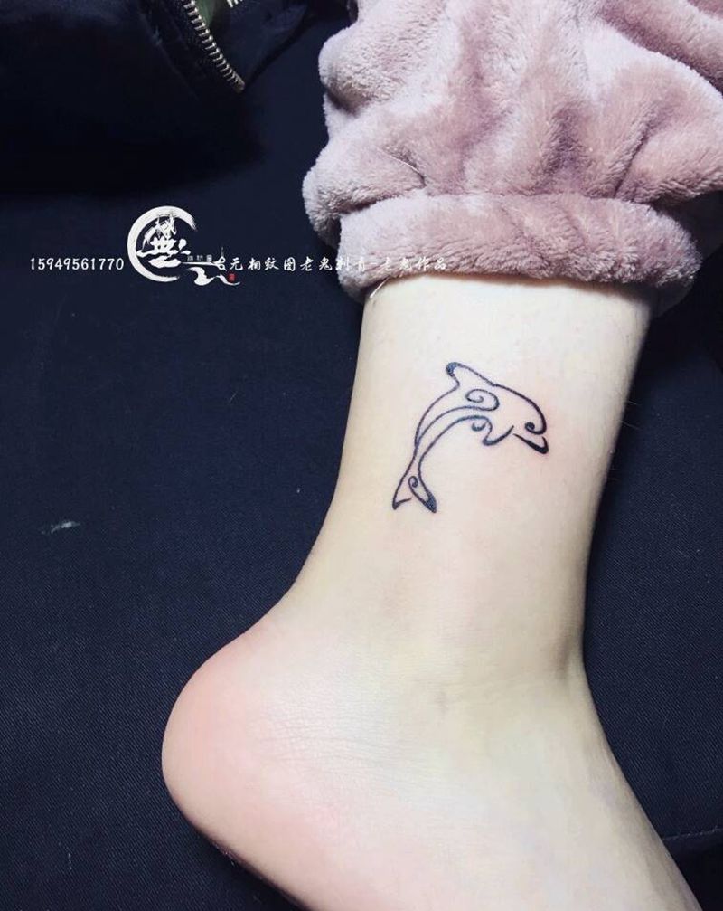 小清新纹身图片_腿部几何小清新纹身图案