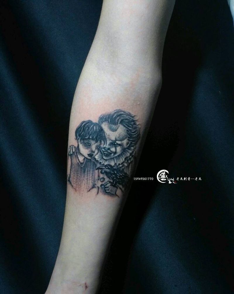 小丑纹身图片_手臂欧美成品纹身图案