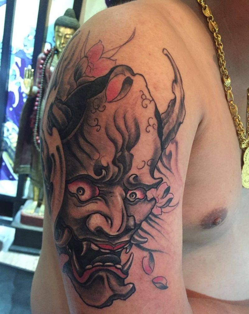 般若纹身图片_动物彩色背部腿部手臂纹身图案