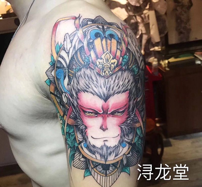 悟空纹身图片_彩色鬼神原创纹身图案