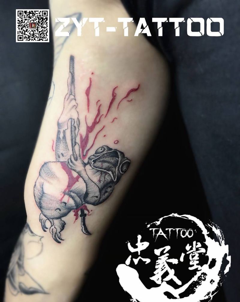 蛤蟆纹身图片_成品传统人物纹身图案